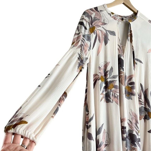 Free People Electric Orchid Print Swing Tunic in Cream, Size XS‎ - Picture 12 of 16